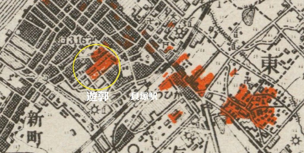 11945年7月9〜10日の貝塚空襲概況。国立公文書館より。貝塚遊郭（近木町）も戦災場所に。