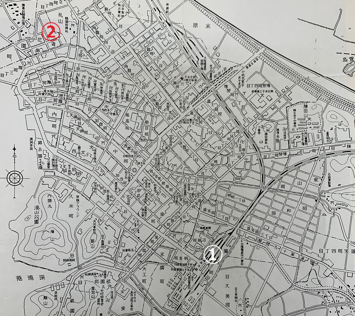 昭和初期米子市地図