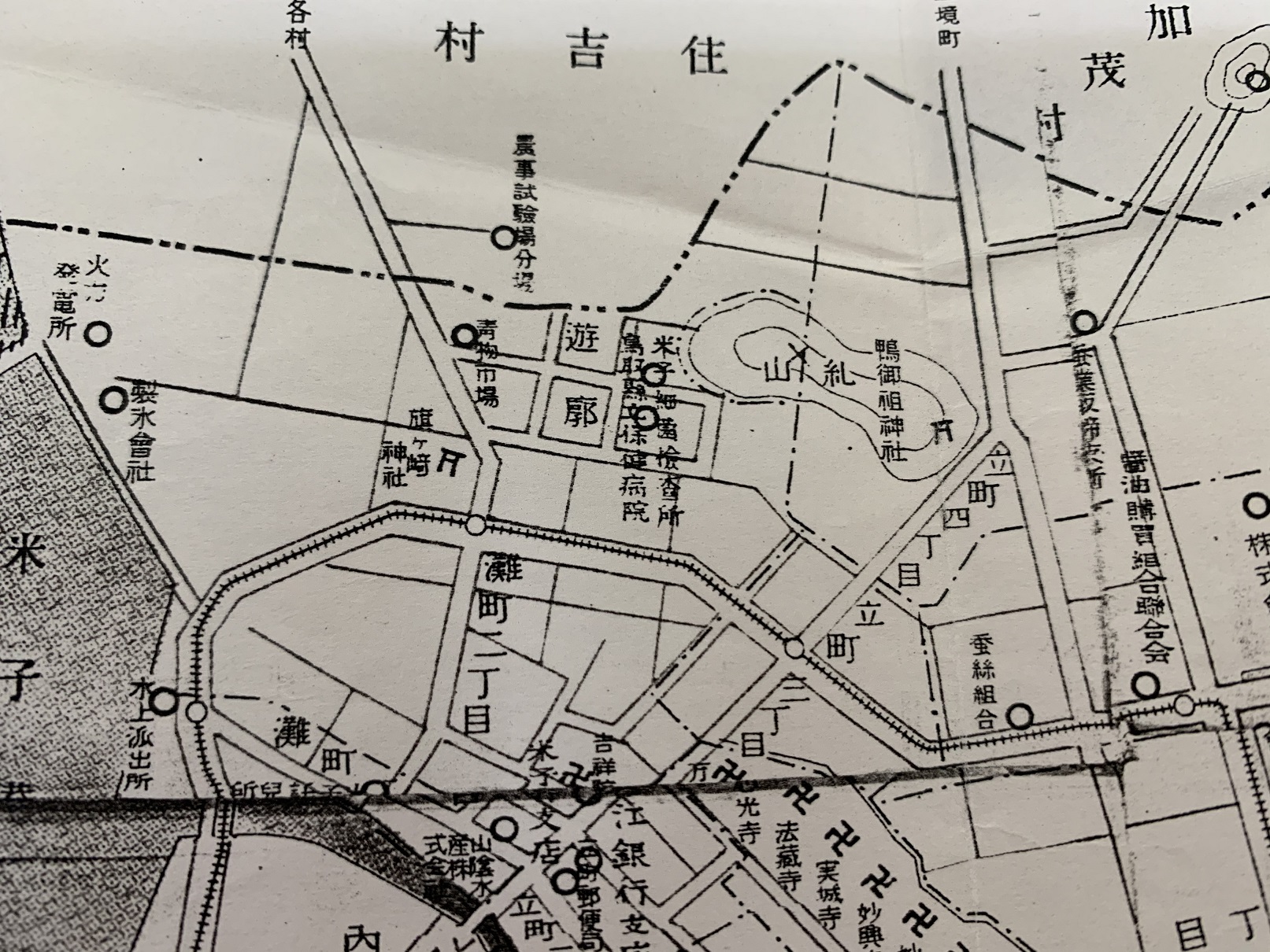 昭和初期米子市地図花園町遊郭