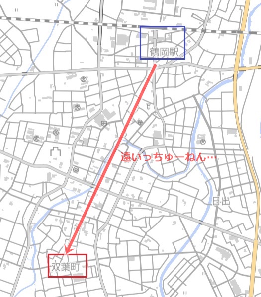 鶴岡駅から双葉町地図