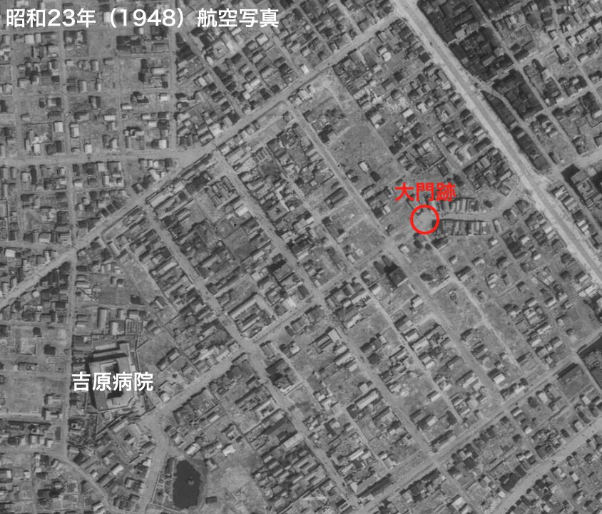 1948年、戦後の東京吉原遊郭の航空写真