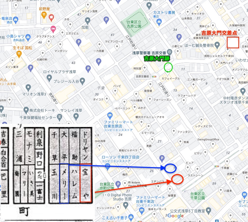 吉原の赤線の地図
