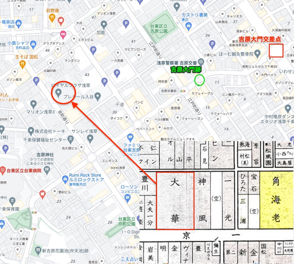 吉原の赤線の地図