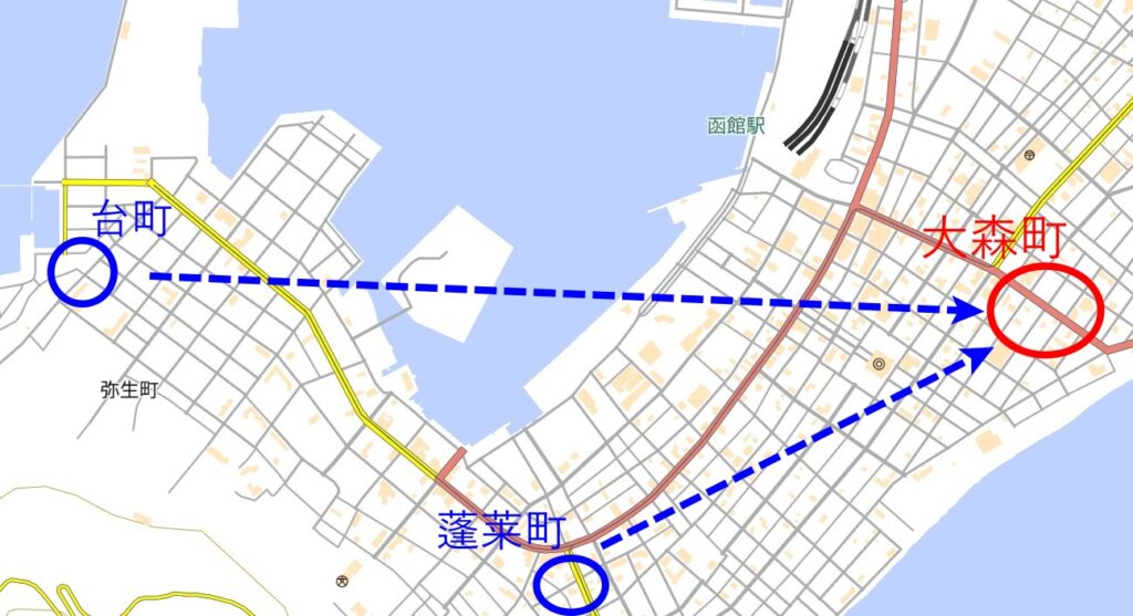 函館の遊郭蓬莱町から大森町へ移転