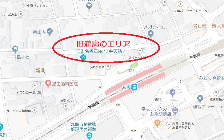 戦前の丸亀遊郭の地図