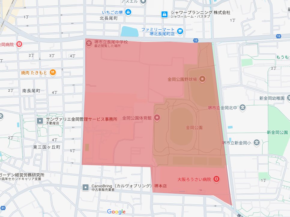 堺市陸軍輜重兵第四聯隊跡地図