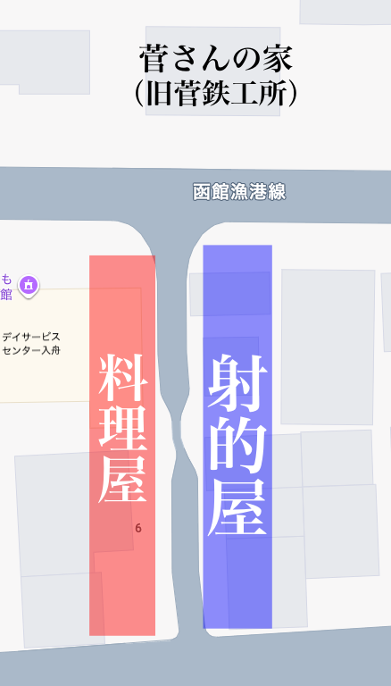 鉄砲小路の場所。射的屋と料理屋（売春屋）の場所