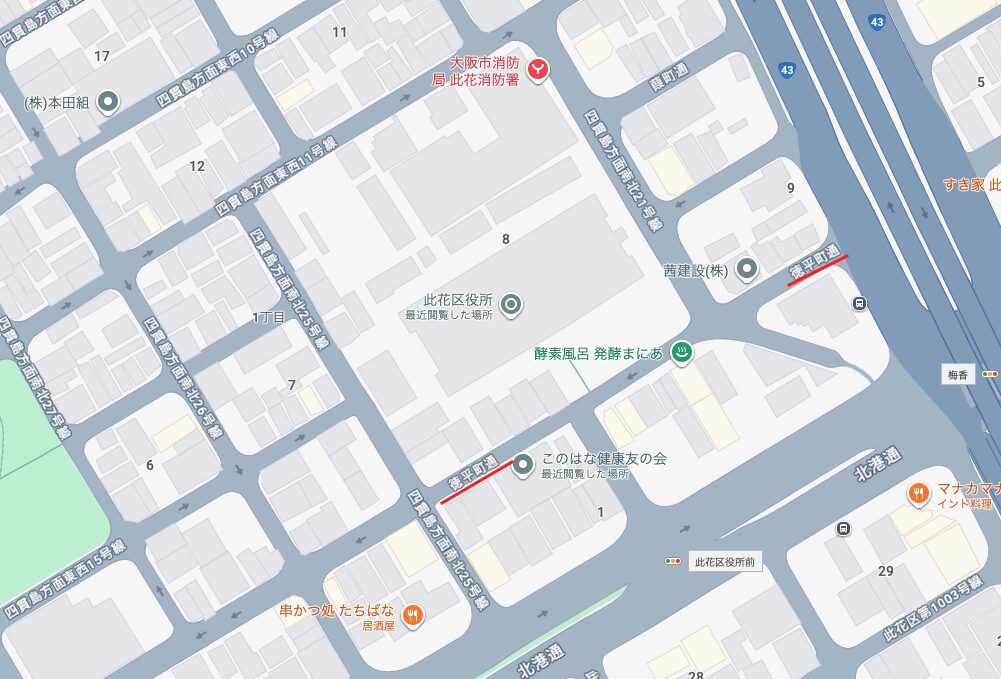 大阪市此花区にあった徳平町