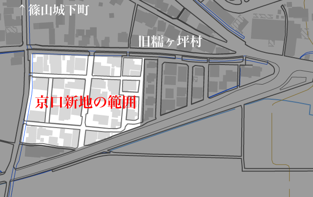 丹波篠山の遊郭、京口新地の地図