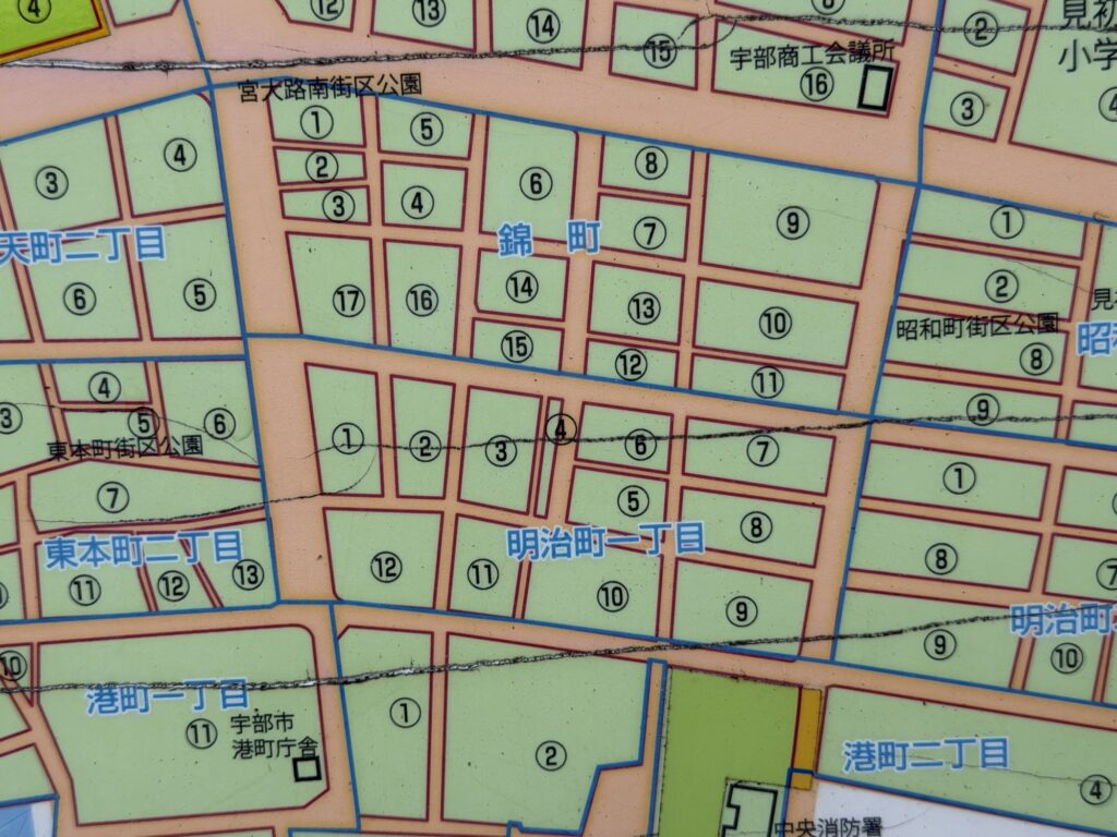 宇部老松町遊郭の地図。遊郭・赤線はどこにあっのか。