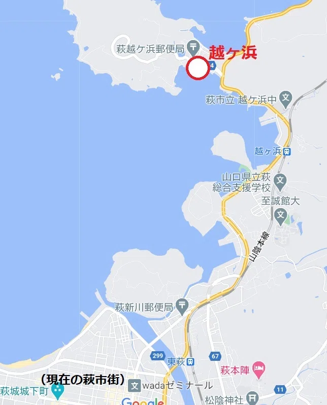 山口県萩市の弘法寺遊郭の場所